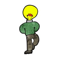 cartoon man with idea light head N3