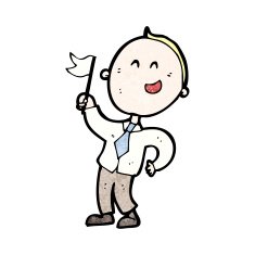 cartoon man waving white flag N29