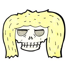 cartoon skull with long hair N2
