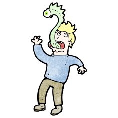 cartoon man with alien parasite N5