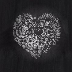 Heart shape chalk drawing on chalkboard blackboard