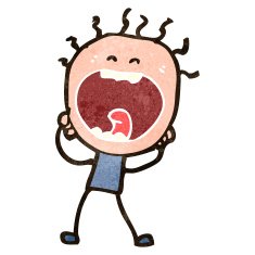 retro cartoon shouting doodle man N2