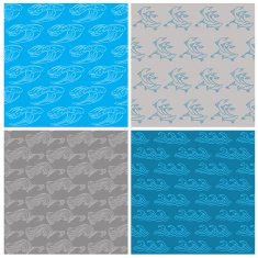 Set of Seamless Waves Background - Marine Theme