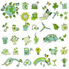 Ecology and recycle icons - hand drawn vector set