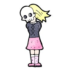 cartoon girl with skull mask N2