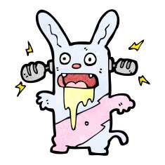 cartoon crazy bunny rabbit listening to music N2