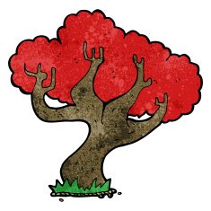 cartoon tree with red leaves N6