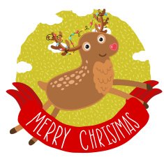 Merry Christmas greeting card background with deer N2