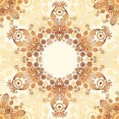 Ornate vintage circle pattern in mehndi style N3