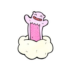 cartoon pink teddy on cloud N2