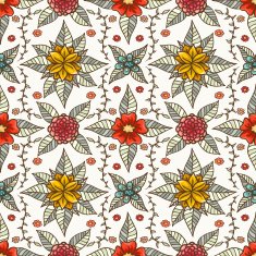 Seamless pattern with flowers and leaves