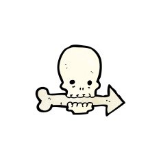 cartoon skull with arrow N10