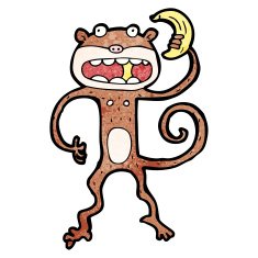 Cartoon Monkey Eating Banana N15