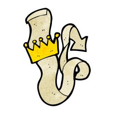 cartoon crown and scroll N7