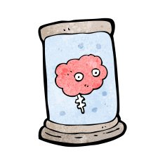 cartoon brain in jar N14
