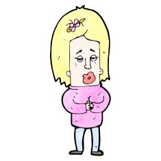 cartoon nervous woman N58