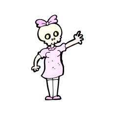 cartoon spooky skull girl N2