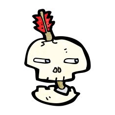 cartoon skull with arrow N11