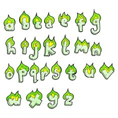 cartoon flaming green letters alphabet N4