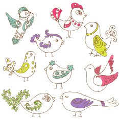 Set of cartoon birds N2