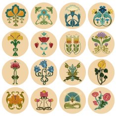 Set of Vintage Floral Icons