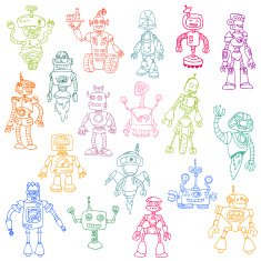 Cartoon Doodle Robots