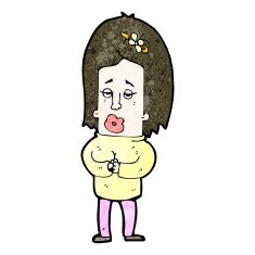 cartoon woman ringing hands N2