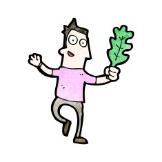 cartoon man with leaf N12