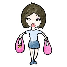 cartoon woman with shopping bags N13