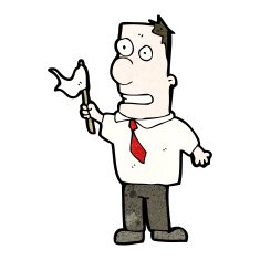cartoon man waving white flag N32