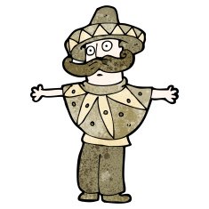 cartoon man in mexican costume N9