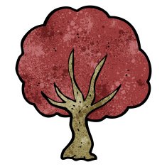 cartoon tree with red leaves N7