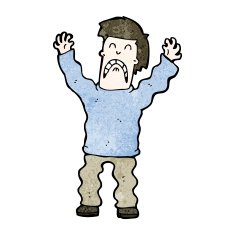cartoon terrified man N421