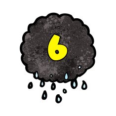 Cartoon Raincloud With Number Six N4