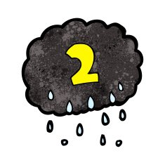 cartoon raincloud with number two N2