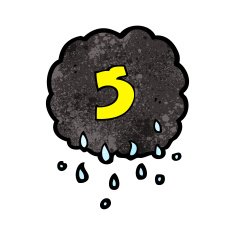 cartoon raincloud with number five N2
