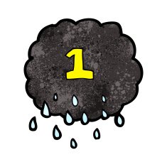 cartoon raincloud with number one N2