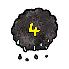 cartoon raincloud with number four N2