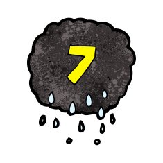 cartoon raincloud with number seven N3