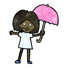 cartoon woman with umbrella N18