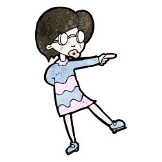 cartoon clever girl in glasses N2