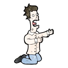 cartoon man on knees pleading N2