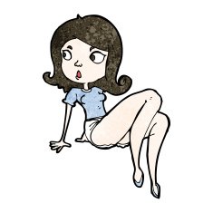cartoon woman in shorts and tee shirt N2