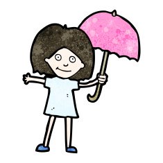 Cartoon Girl With Umbrella N9