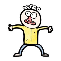 cartoon frightened man N169