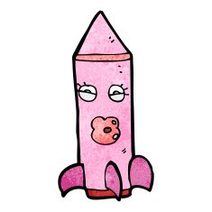 cartoon pink rocket