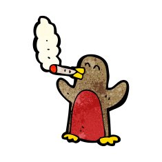 cartoon smoking chirstmas robin