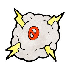 Cartoon Thunder Cloud With Number Zero N3