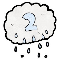 cartoon rain cloud with number 2