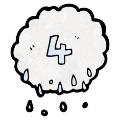 cartoon rain cloud with number four